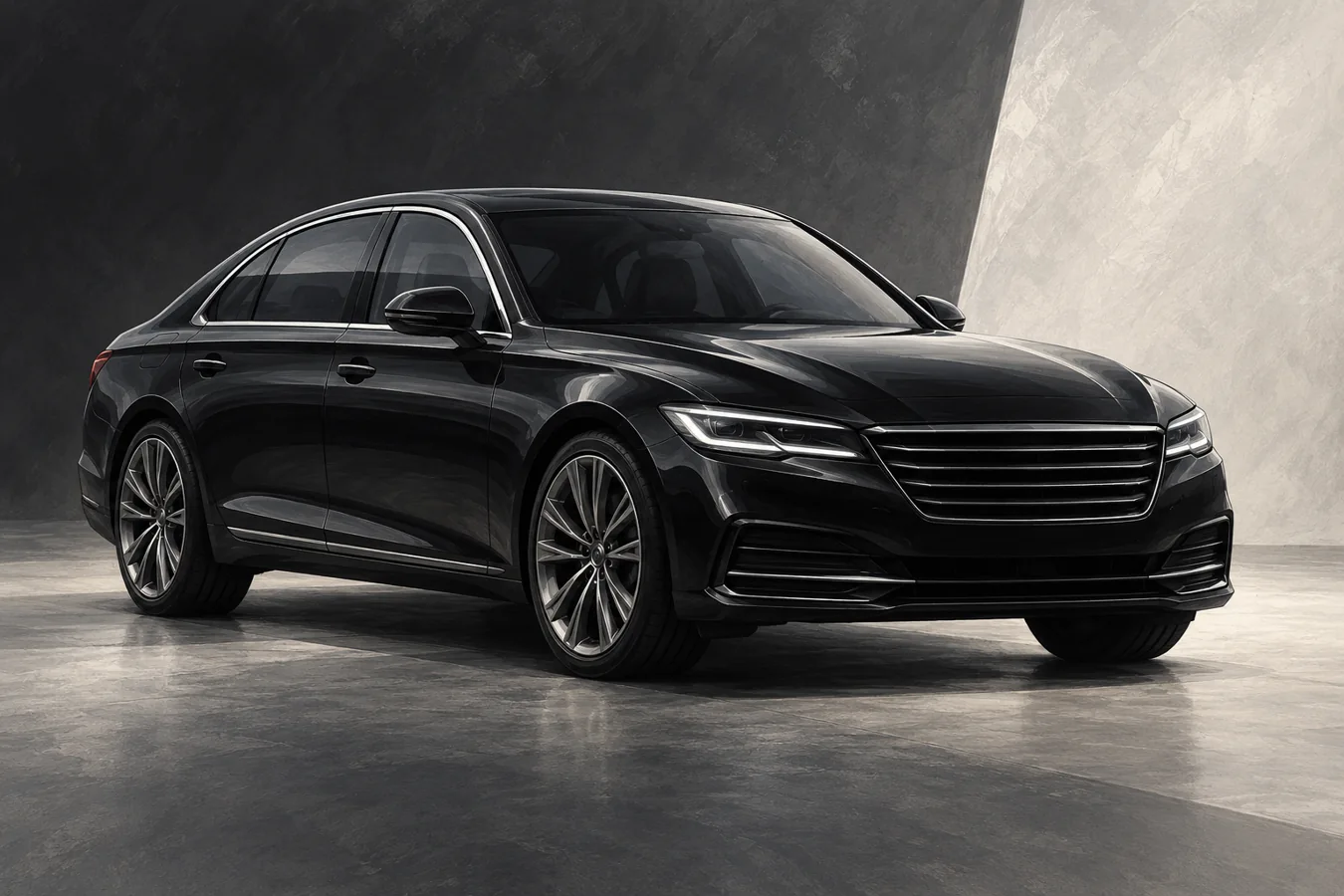 Illustration of a executive sedan vehicle, representative of the class